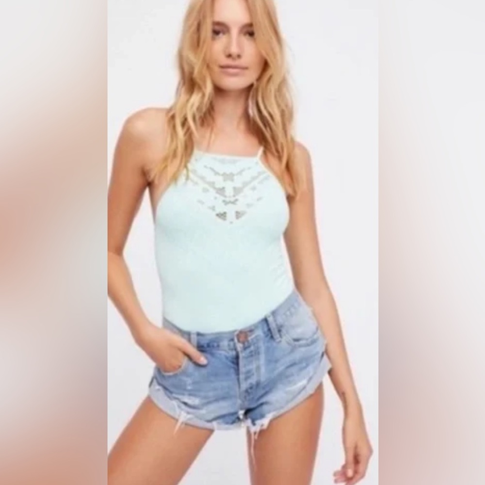 Free People White Lace Solstice Bodysuit